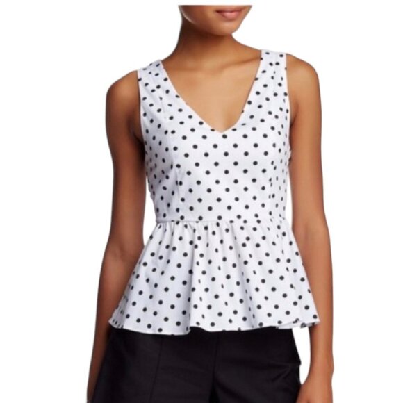 1. State Polka Dot Peplum Blouse - Picture 1 of 5